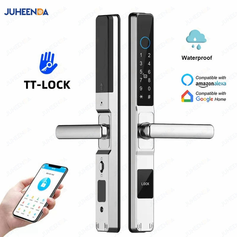 TTLock APP Waterproof Fingerprint Password Smart Lock For Outdoor Pull Push Sliding Aluminum Door 2885/ 3585/ 4585 /6085 Mortise