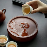 A19F-Tea Trays Coasters Dry Soaking Table Ceramics Water Storage Pot Bearing Holder Teaware Base Tea Set Gift