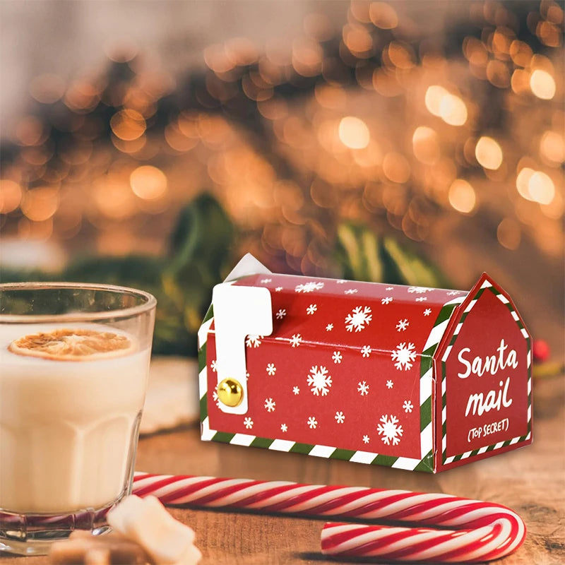 6/24pcs Christmas Mailbox Shape Candy Gift Box Kids Xmas Cookie Snack Packing Box Bag 2024 Navidad Noel Home Decor 2025 New Year