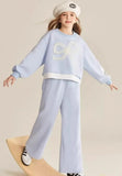 Top & Pants 2-Piece Set Sweatshirt Bow Korean Children's Clothing 2025 Autumn Winter Suits Clothes for Girls From 7 To 8 Years
