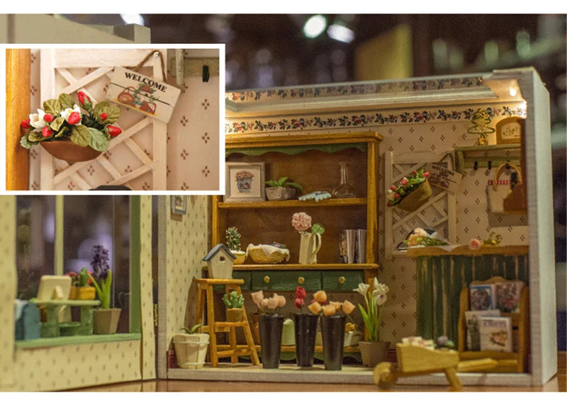 DIY Wooden Dollhouse Casa Miniature With Furniture Kit 3D Irish Cottage Coffee House Assemble Toy for Children Christmas Gifts