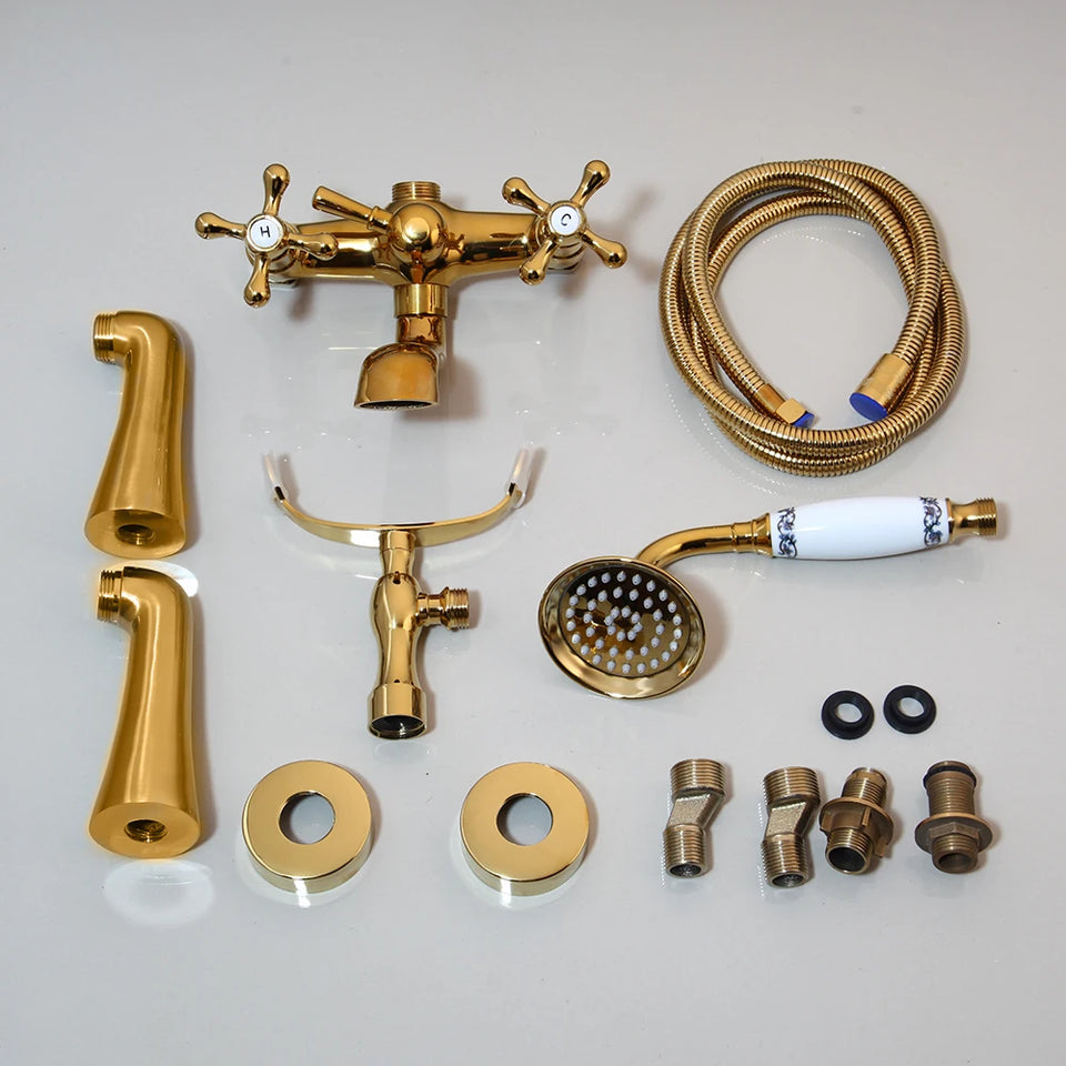 ZAPPO Bathtub Faucet Vintage Telephone Style with Dual Handles Deck mounted bathtub Faucet set Hot and Cold Water Mixer Tap
