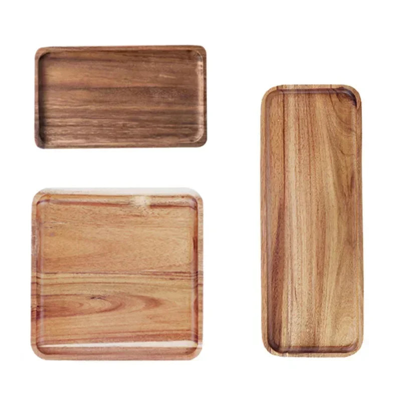 Acacia Wood Coffee Tray Rectangular Food Cup Trays Decorative Wood Plate Dessert Candy Acacia Wood Gongfu Tea Tray