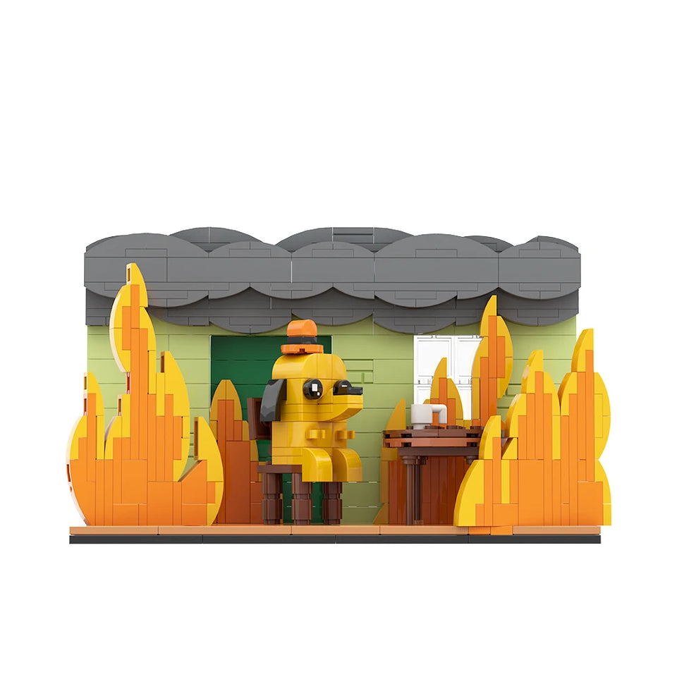 MOC This is Fine Dog Animal Dog Building Blocks Cartoon Creative Animal Bricks Animation Creative Ornament Toys Children's Gifts