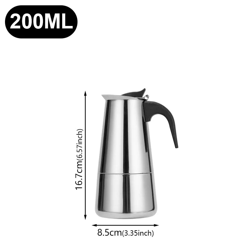 2/4/6/9/12 Cups Coffee Pot Mocha Espresso Latte Stovetop Filter Stainless Steel for Kitchen Moka Coffee Maker Coffee Maker Pot