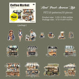 Coffee Bazaar Series Sticker Pack 6 Coffee Shop Diorama Themes 15Pcs Journal Decor for Cafe Lovers
