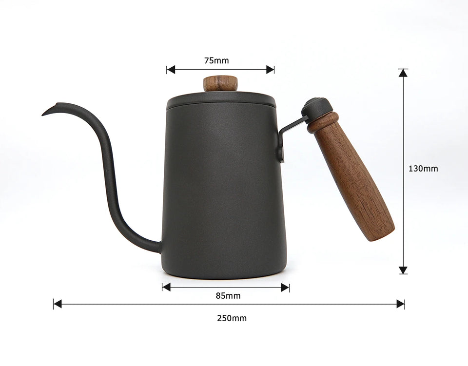 600ML Non-stick Stainless Steel Pour Over Coffee Tea Pot with Thermomet Long Narrow Spout Hand Drip Kettle Coffee Accessories