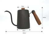 600ML Non-stick Stainless Steel Pour Over Coffee Tea Pot with Thermomet Long Narrow Spout Hand Drip Kettle Coffee Accessories