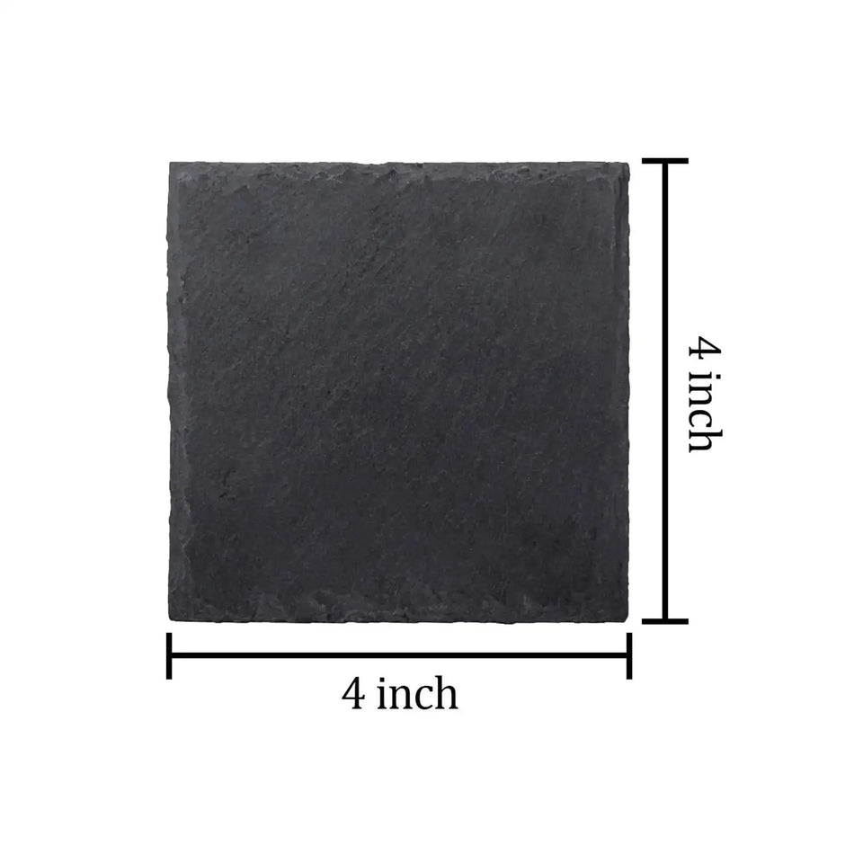 8x Slate Stone Drink Coasters Rustic Tabletop Protection with Holder Cup Coaster for Coffee Table Apartment Home Hotel Bar