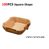 Air Fryer Liners Disposable 100pcs Parchment Paper Square Liners Round Liners Free of Bleach Non-Stick Oil-proof and Waterproof