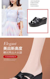 High quality summer leather wedge sandals for women 6cm mid heel new 2025 size 32 33 42 43 platform open toe elegant shoe black