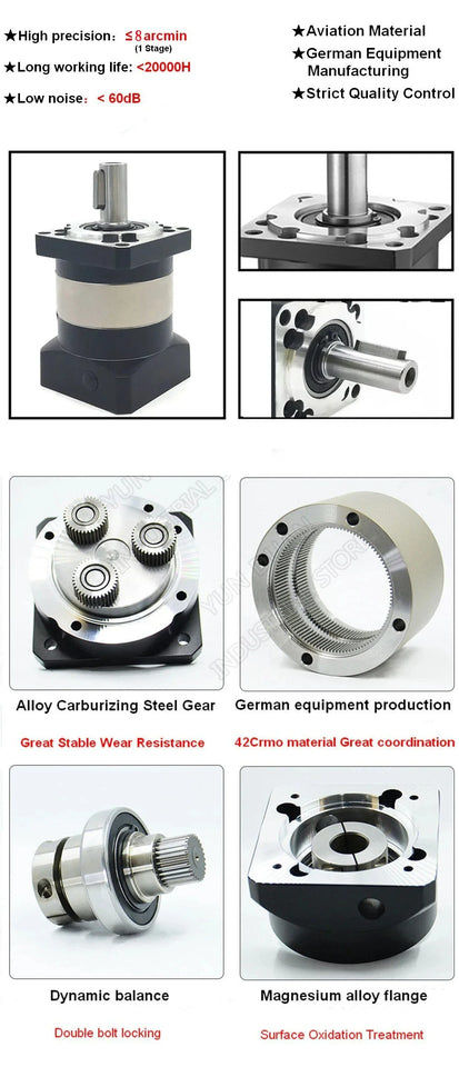 High Precision Planetary Reducer 6.35/8/11/14mm input Ratio 5:1 10:1 for Nema 23 57mm Nema34 86 Stepper 60mm Servo Motor Gearbox