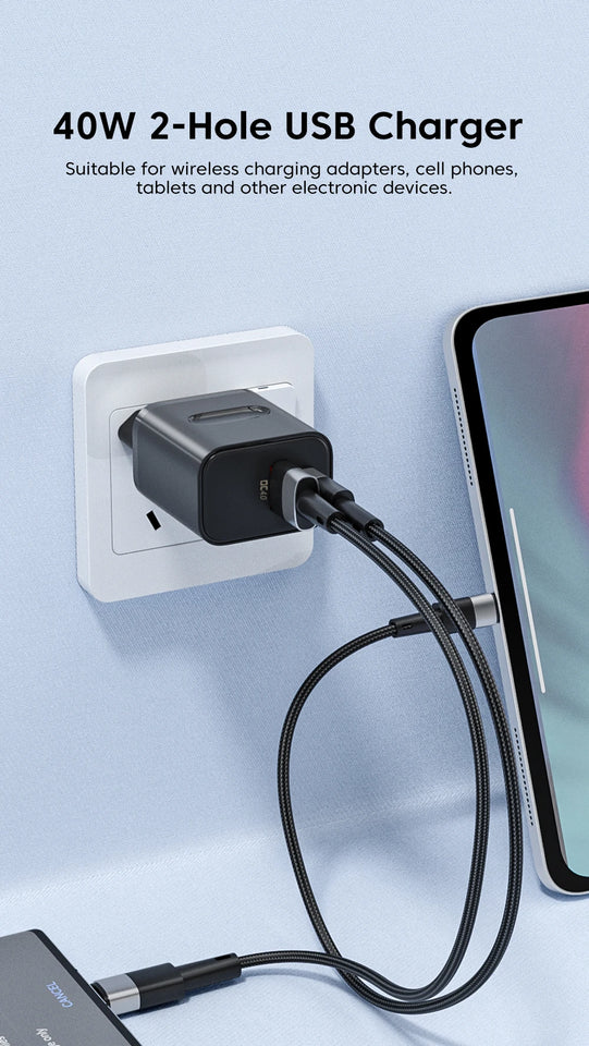 40W USB Type C Charger Dual Port QC4.0 PPS PD 20W Quick Fast Charging Mobile Phone Charger Adapter for iPhone Samsung Xiaomi