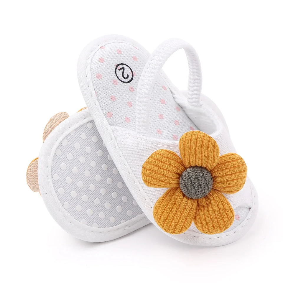 Baby Sandal with Hairband Cute Flower Design Soft Cotton Sandal for Spring and Summer Baby Girl 0-18M