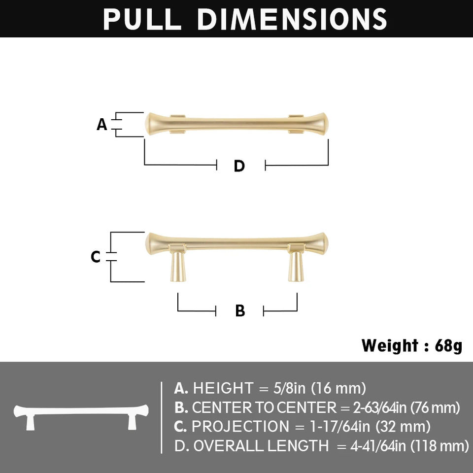 Goo-Ki Antique Brass Stainless Steel Cabinet Handles T Bar Knobs Modern Drawer Pulls for Kitchen Cabinet Hardware for Bedroom