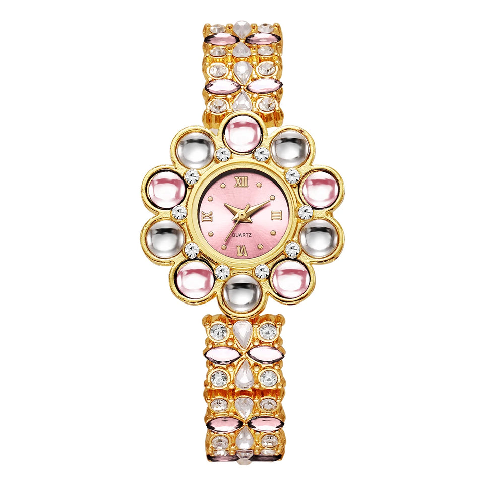 Luxury Rhinestone Women Watches Flower Dial Bracelet Quartz  Wristwatch for Ladies Clock Reloj Mujer