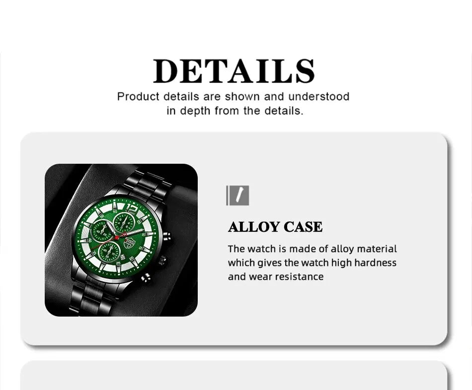 Fashion Men Stainless Steel Watch Luxury Calendar Quartz Wrist Watch Mens Business Watches for Man Luminous Clock