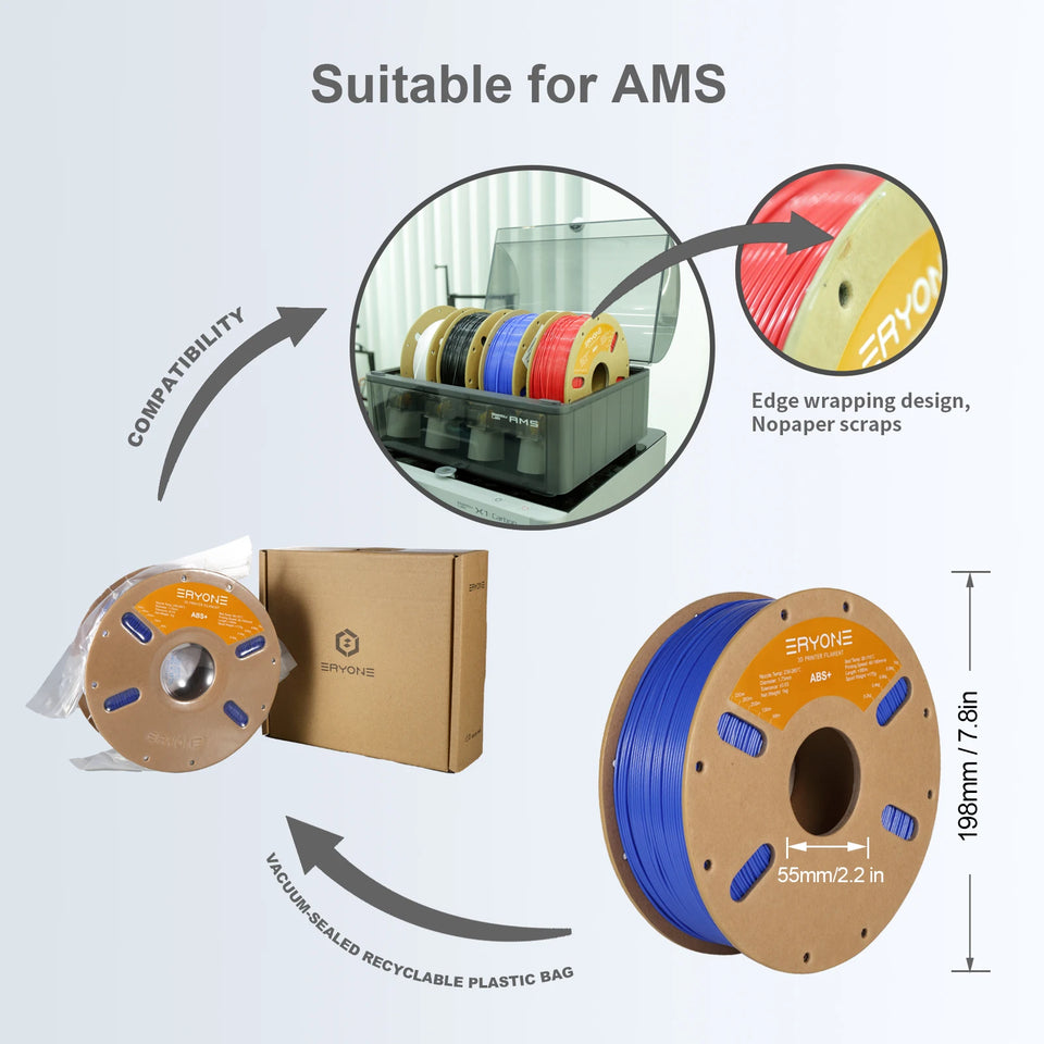 ERYONE 3KG ABS Plus Filament 3D Print 1.75mm ± 0,03 mm,Black White,abs+ Filament,1KG/Spool