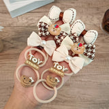 10PCS/Set Milk Coffee Girl Hair Ropes Cute Rabbit Bow Baby Princess Ponytail Rubber Bands Hair Accessory for Girl