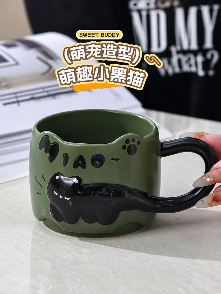 Cup Cat Stacking Cup Creative Mark Cup Drinking Cup For Guests Home Set Handle Ceramic Coffee Cup