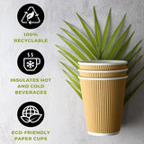 30pack Yellow Ripple Coffee Paper Cups 8oz Disposable Coffee Cups With Lids for Cold/Hot Beverages Travel Office Paper Cups