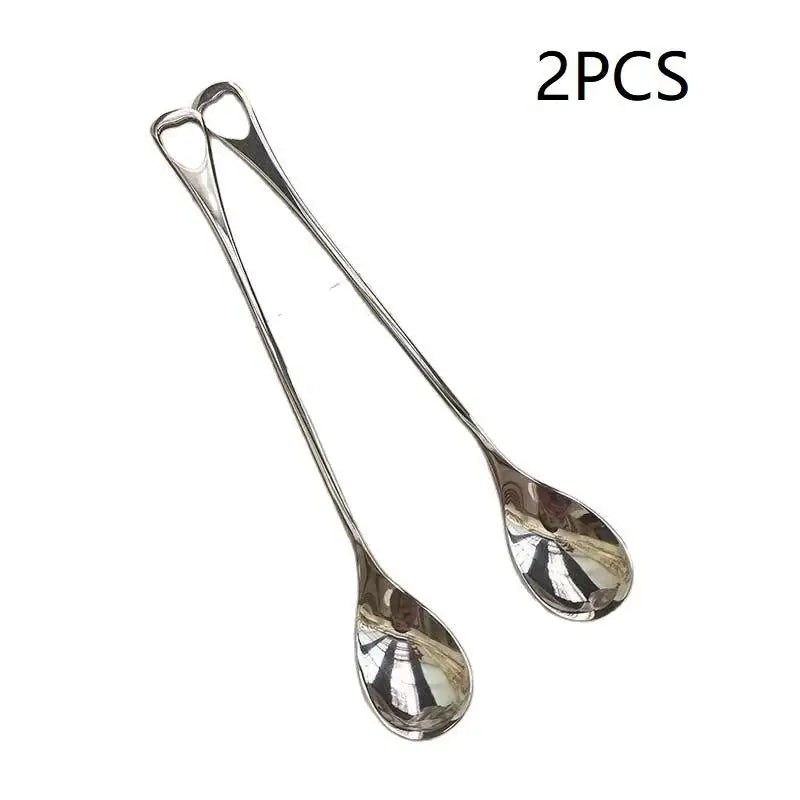 2Pcs Stainless Steel Coffee Stirring Spoon Long Handle Ice Cream Dessert Tea Spoon For Picnic Drinkware Tableware Kitchen Supply