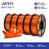 JAYO filaments petg 5Rolls Mixed colors 3D Printer Filament 1.75mm 100% No Bubble FDM 3D Printer Materials DIY Gift 1.1KG/1rolls