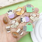 10/20pcs Coffee Charms Alloy Coffee Cup, Coffee Bean Design Pendants for DIY Bracelet Necklace Jewelry Making Accessories