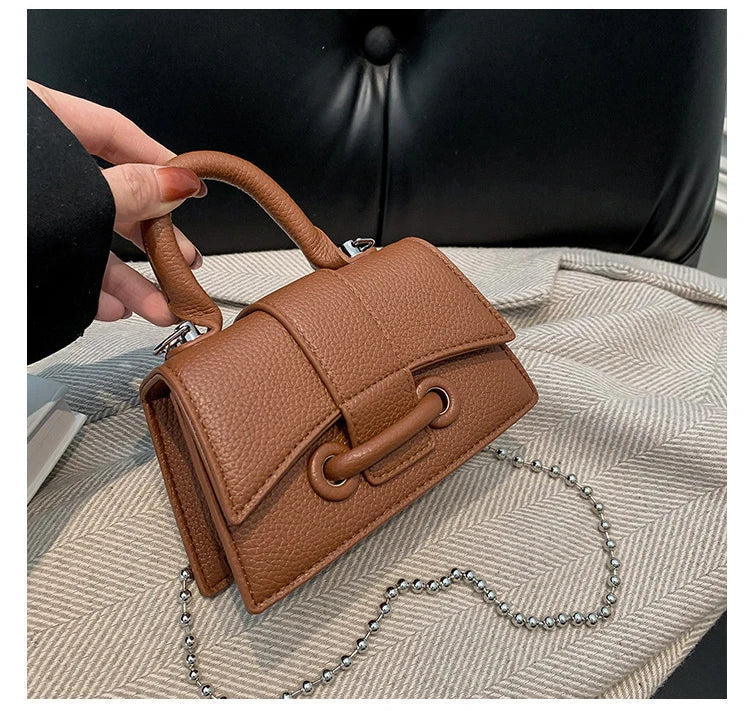 Women Mini Handbag Korean Style Chic Solid Texture Chain Crossbody Bag Ladies Summer High-Grade New Lipstick Commuter Bags