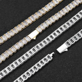 New Arrivals 6mm Baguette Diamond Silver/Gold Plated Hip Hop Jewelry Iced Out Tennis Chain Necklace Gift For Women/Men