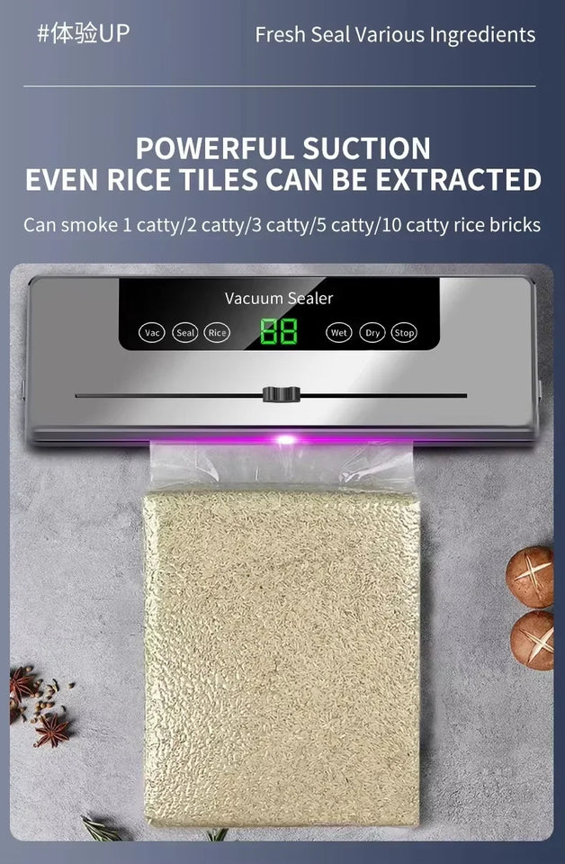 Electric Vacuum Sealer Built-in Cutter Kitchen Food Storage Seal Touch Button Dry/Wet Food Sealing Vacuum packaging machine