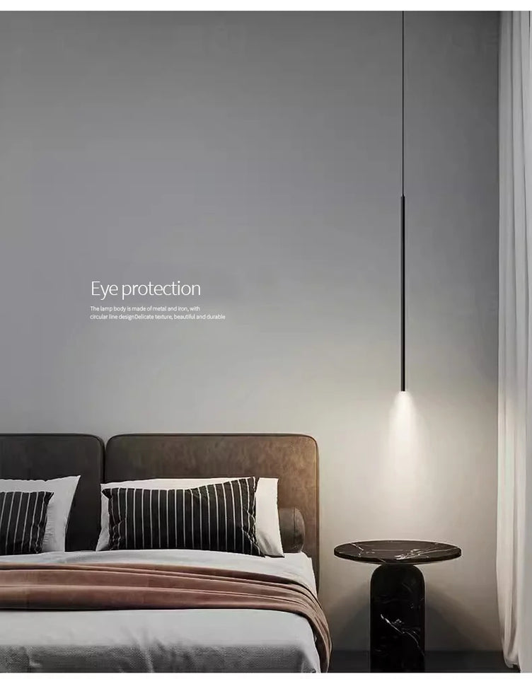 Modern Minimalist LED Longer Pendant Lights For Bedroom Bedside Reading Chandelier Lamps Living Room Bar Coffee Decor Fixtures