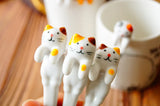 Hot SALE Kitchen Tool Novelty Gift Ceramic Cartoon Cute Cat Animal Spoon Hanging Coffee Dessert Spoon Unique Ice Cream Flatware