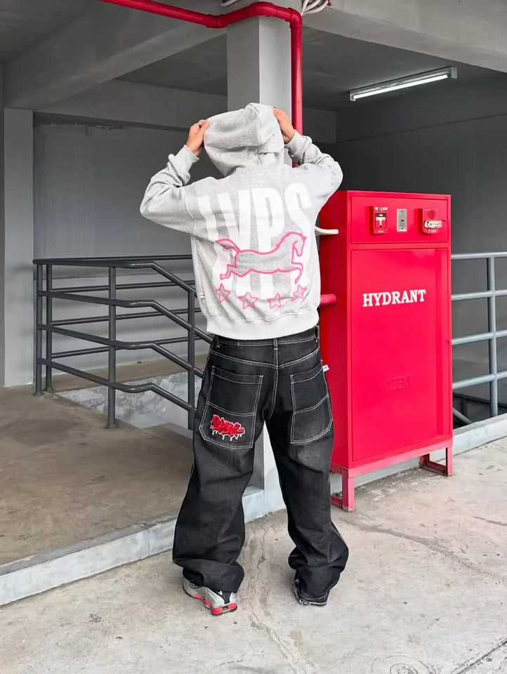 High street fashion casual retro men pullover American brand design Harajuku graphic clothing oversized loose trend sweatshirt