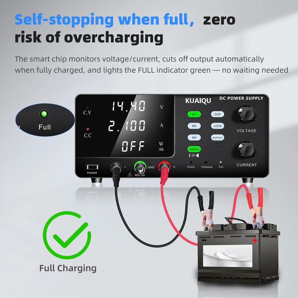 15V 30V 60V DC Power Supply Variable High Power Bench Power Supply for Fast Recharge, Equivalent to adding a BMS to your battery