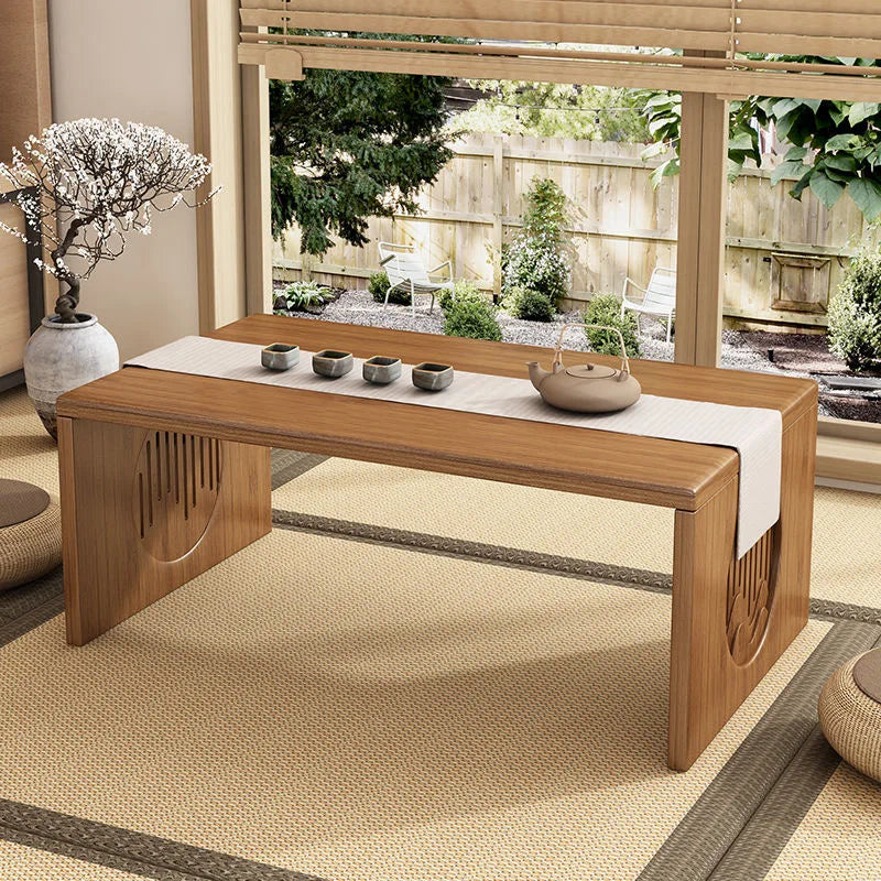 Japanese Style Pure Bamboo Foldable Coffee Table Real Wood Tatami Low Sitting Floor Mat Small Tea Table Window Seat Table