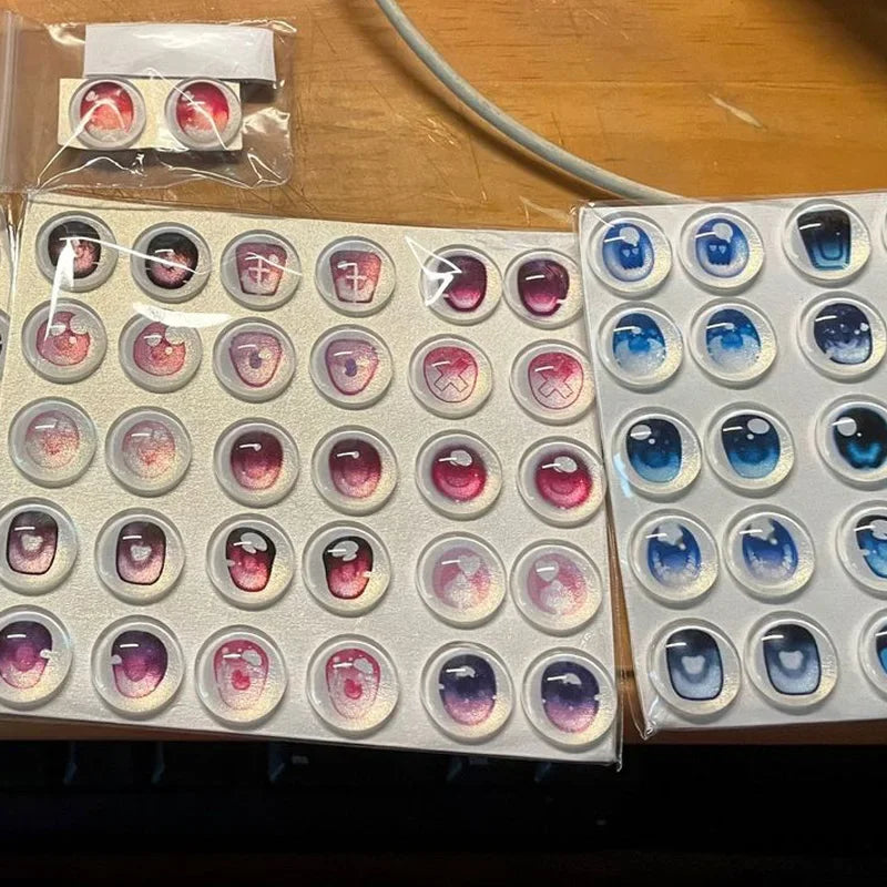 15 Pairs/set Bjd Eye Doll's Eyes 10/12/14/16mm Glass Eyeball Cartoon Type Anime Eye Diy Girl Toys Dress Up Gift Doll Accessories