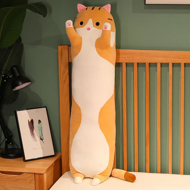 15 Styles 50-150cm Long Cat Plush Toys Stuffed Soft Pause Office Dog Doll Bed Sleepping Pillow Home Decor Birthday Girls Gifts