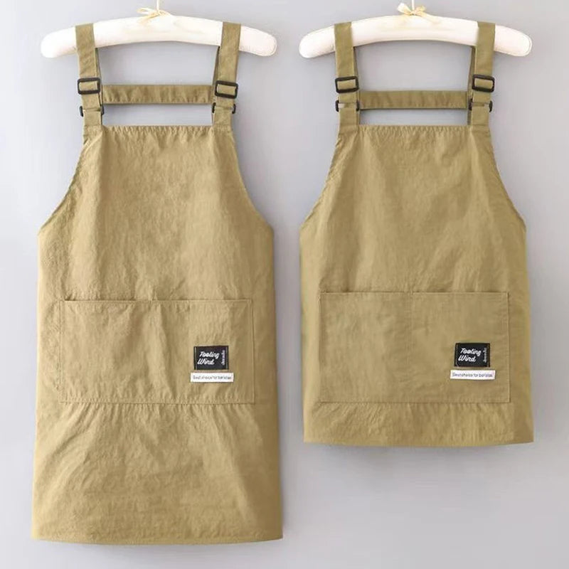【Peace】Household Canvas Apron Oil-proof Can Wipe Hands Kitchen CookingMen Women Adult With Tool Pocket Fashion Coffee Over Apron