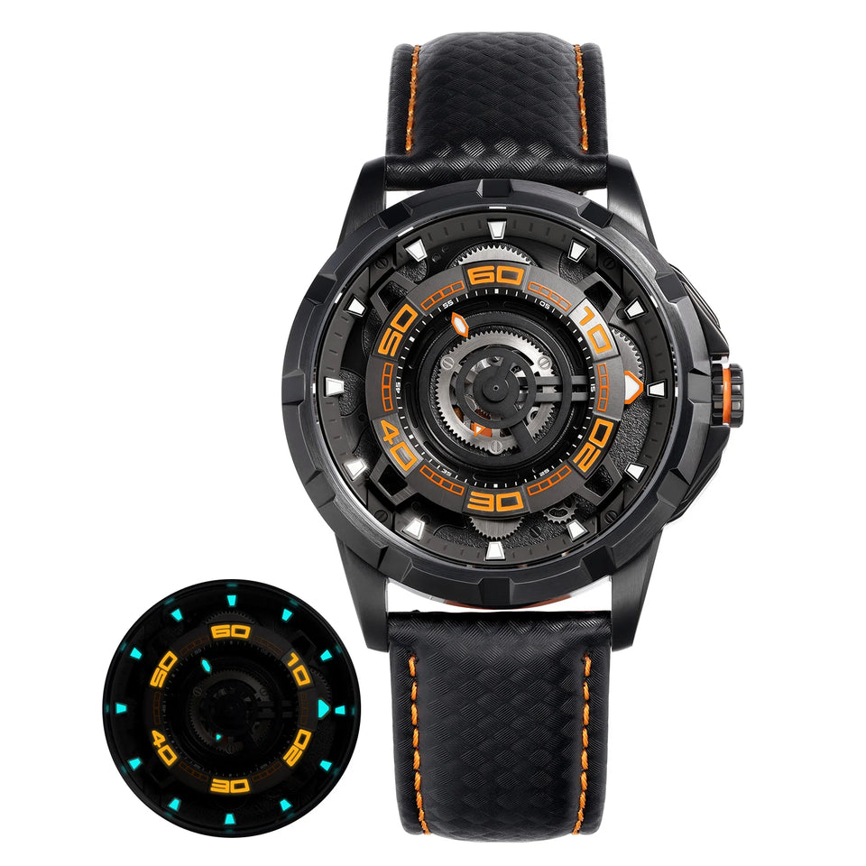 BERNY Automatic Men's Skeleton Watch 5ATM Luminous Sapphire Exhibition 3D Dial 316L Steel MIYOTA 82S0 Mechanical Watches for Men