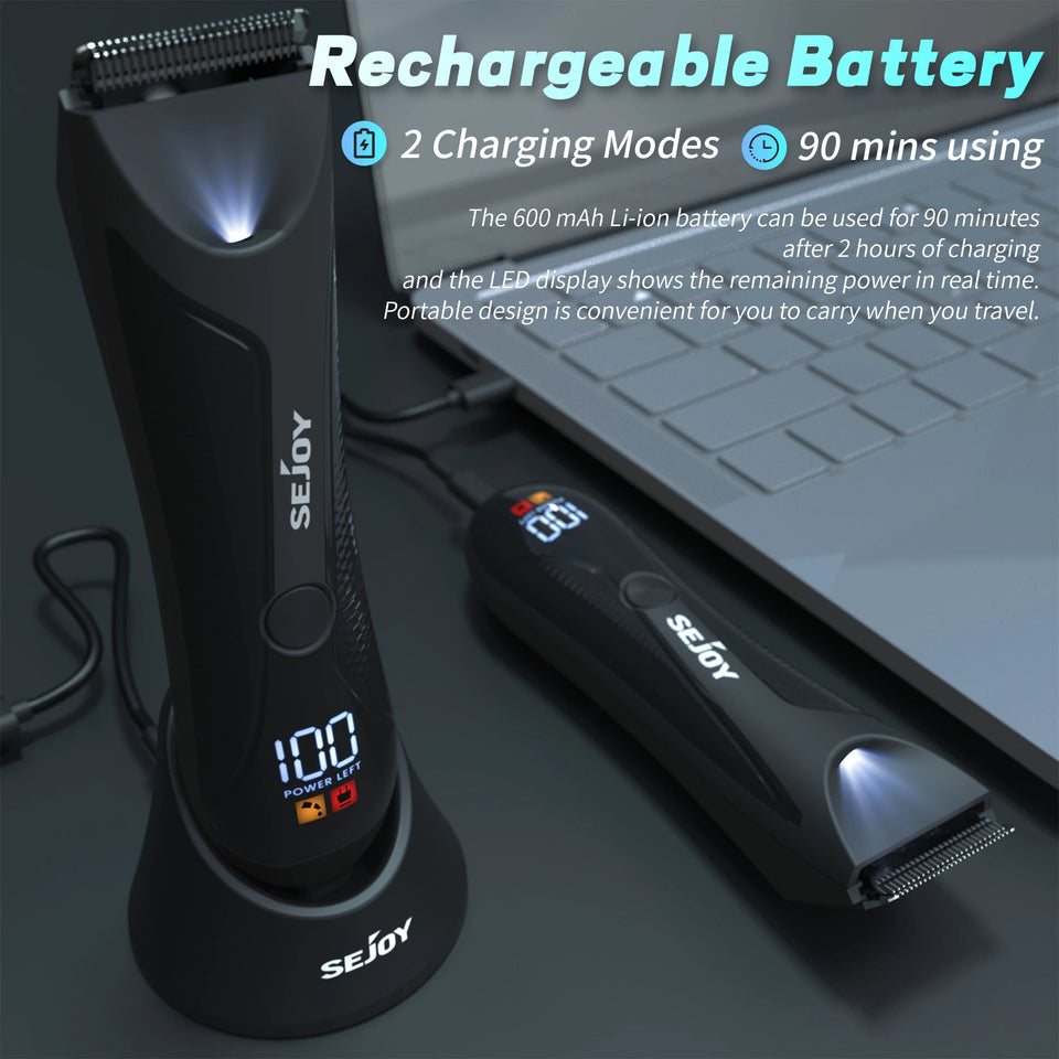 Sejoy Shaver for Men Ball Trimmer for Groin Pubic Grooming Body Hair Trimmer Replaceable Ceramic Blade Heads Electric Razor