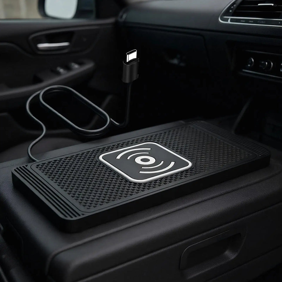 Wireless Phone Charger Wireless Car Charger Pad For Car 39 Inch Cable Automatic Sensing Non-Slip Charging Mat For Phone Vehicle