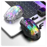 Aesthetic Clear Wireless Mouse for Women RGB Glow Tri-Mode Bluetooth Rechargeable Gaming Mouse for Laptop PC Office