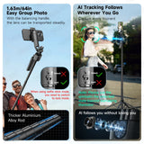 Tripod for Mobile Phone 360°Auto-Rotation Shooting C17 Quadrapod Selfie Stick Phone Stand AI Face Following, with Remote Control