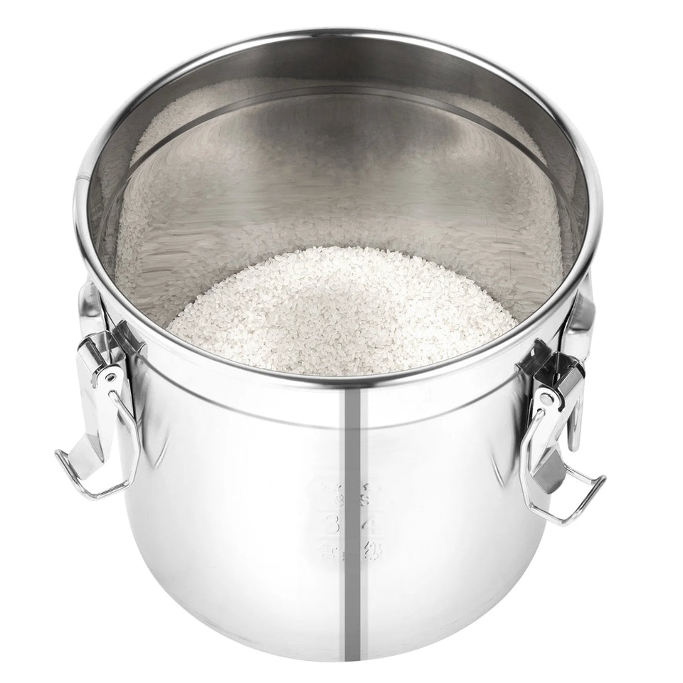 12L Stainless Steel Cereal Container Metal Kitchen Rice Oil Storage Bucket Airtight Durable Corrosion Resistant for Flour Cereal