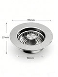 3 in 1 Kitchen Sink Drain Strainer,Universal Stainless Steel Kitchen Sink Stopper, Pop Up Anti-Clogging for 3-1/2 Inch US Standa