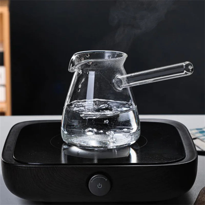 Heat Resistant Coffee Pot Glass Turkishwarmer Tea Maker Pitcher Butter Stovetop Kettle Boiler Handle Arabic Melting Saucepan