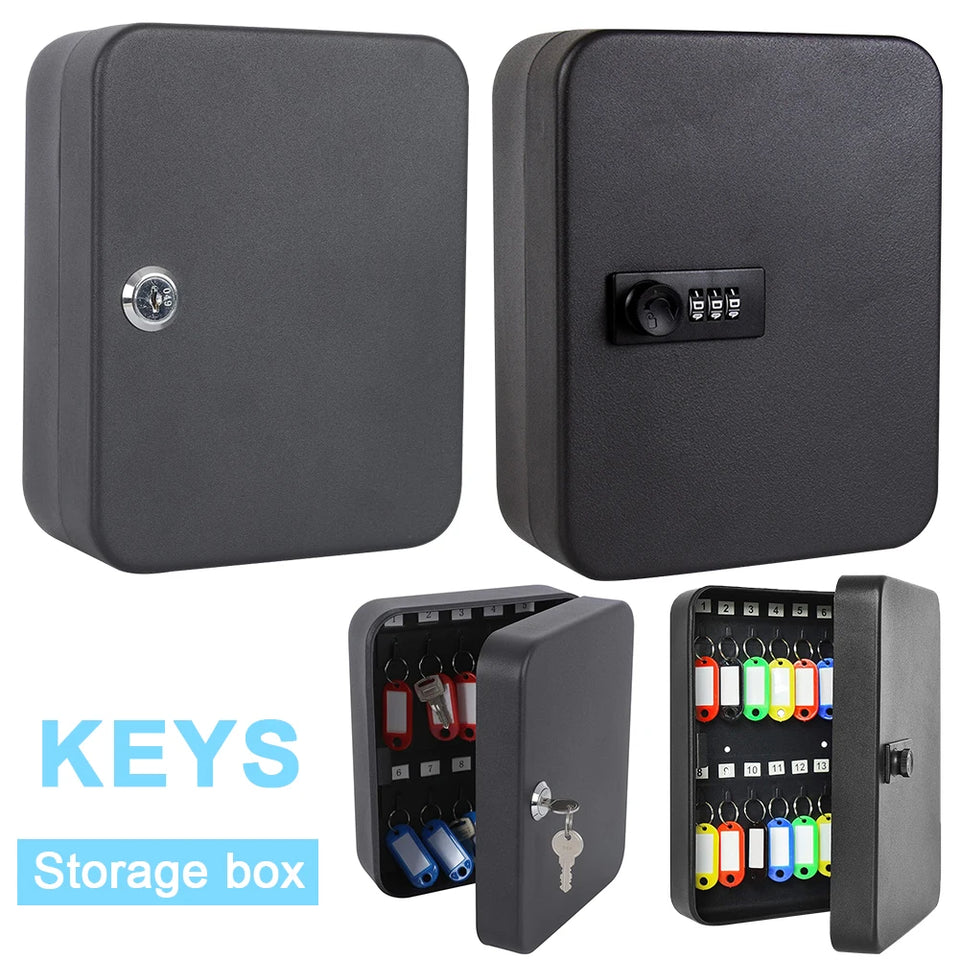 Combination Key Cabinet 20 Key Hooks Key Box Wall Mounted with Key/Code Lock Key Cabinet Security Lock Box Locking Key Cabinet