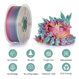 KINGROON Rainbow Silk PLA Filament 1.75mm 1KG Multicolor Gradient 3D Printer Materials Color Change Smooth Silky PLA Plastic New