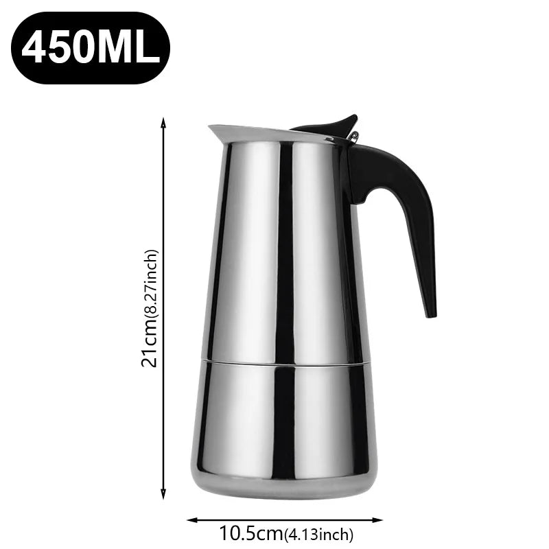 2/4/6/9/12 Cups Coffee Pot Mocha Espresso Latte Stovetop Filter Stainless Steel for Kitchen Moka Coffee Maker Coffee Maker Pot